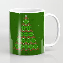 Christmas tree and snow green knitted Fair isle Mug