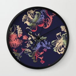 Japanese Brocade print Wall Clock | Other, Pattern, Ink, Graphicdesign, Illustration, Digital, Stencil 