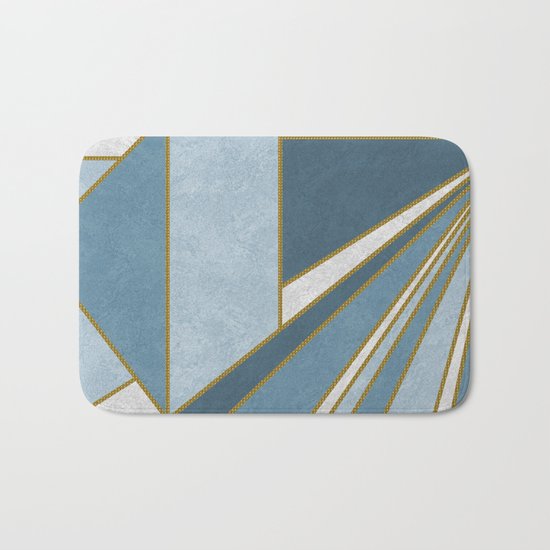 Travel to nowhere in blue (abstract geometric marble) Bath Mat
