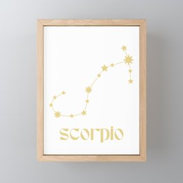 Scorpio Sign Star Constellation Art, Retro Groovy Gold Font, Wall Decor Framed Mini Art Print