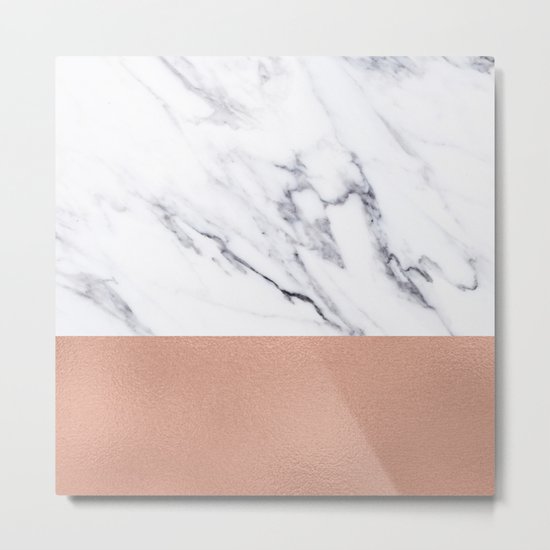 Marble Rose Gold Luxury iPhone Case and Throw Pillow Design Metal Print
