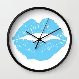 Light Blue Lips Wall Clock