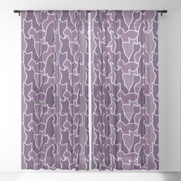Purple Cats Pattern Sheer Curtain