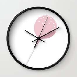 cake pop Wall Clock | Pink, Pastels, White, Espresso, Icing, Illustration, Cupcake, Coffeeshop, Coffee, Latte 