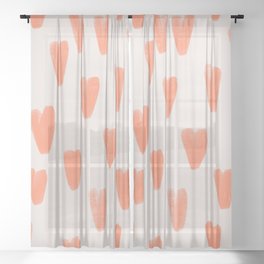 Peachy St Valentines Hearts Pattern Sheer Curtain