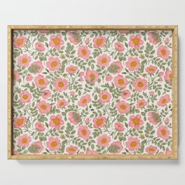 Wild Roses Cottage Garden Summer Floral Pattern Serving Tray