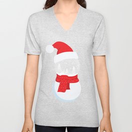 Snow Man versus Snow Ball Merry Christmas V Neck T Shirt