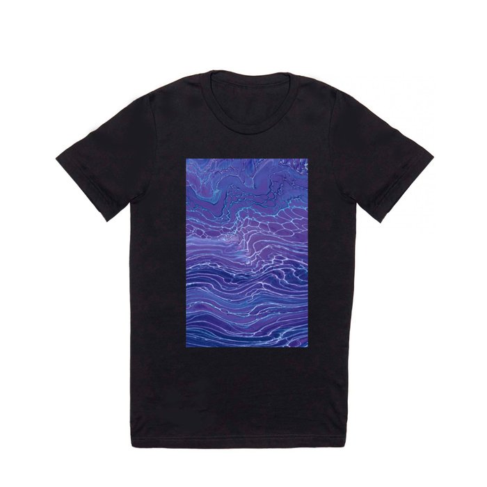 Lavender Blue Lace Marble Acrylic Abstraction T Shirt