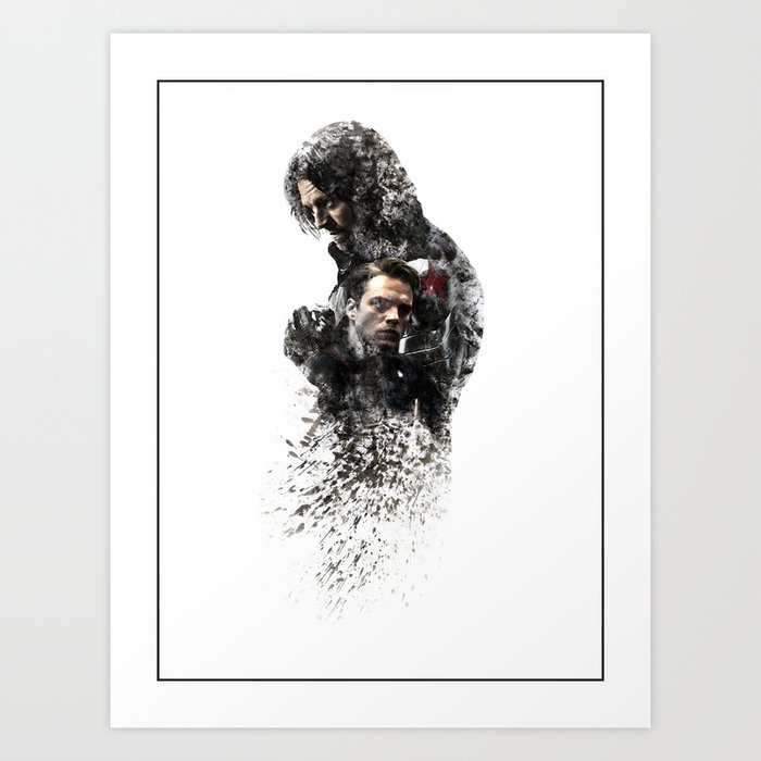 Winter Soldier Sebastian Stan Digital Fan Art Ink Blot Art Print