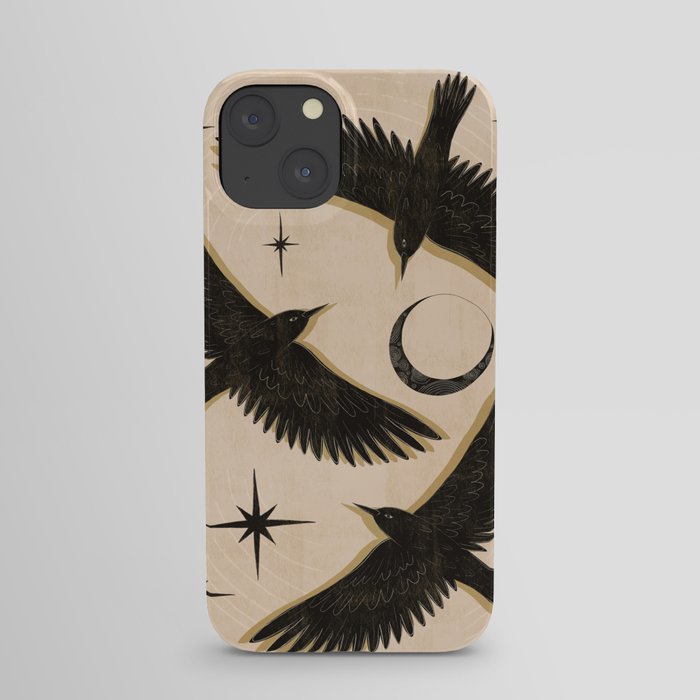 Black birds flying with the Moon iPhone Case