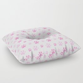 Adorable Pink Cat Paw Seamless Pattern Floor Pillow