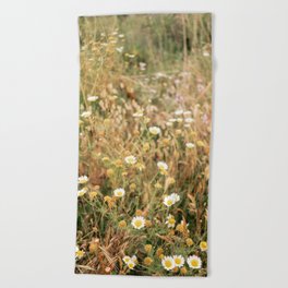 Wildflowers on the coast in Ericeira | Portugal travel photography Beach Towel