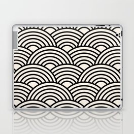 Black And Cream White Japanese Seigaiha Wave Laptop Skin
