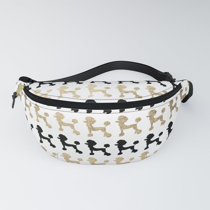 Elegant trendy black gold cute poodle dogs pattern Fanny Pack