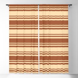 [ Thumbnail: Sienna & Tan Colored Stripes/Lines Pattern Blackout Curtain ]
