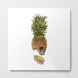 Pineapple Skull Metal Print