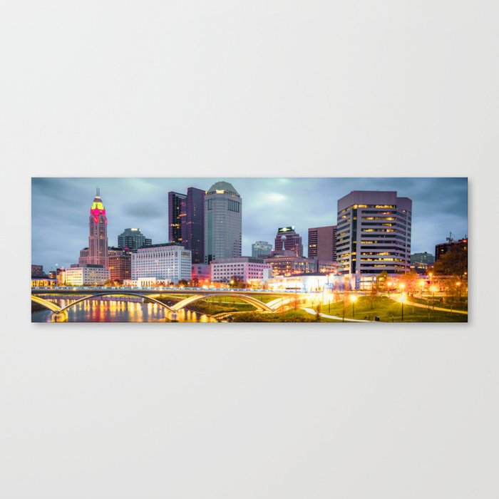 Capitol City Columbus Cityscape Cool Color Panorama Canvas Print