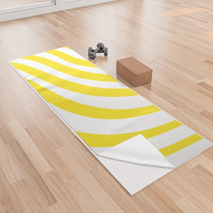 Yellow and White Stripes Yoga Towel