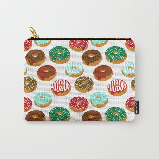 Christmas festive donuts holiday dessert junk food foodie pattern print red and green Carry-All Pouch