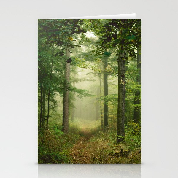a walk through calm woods (foggy forest) Stationery Cards