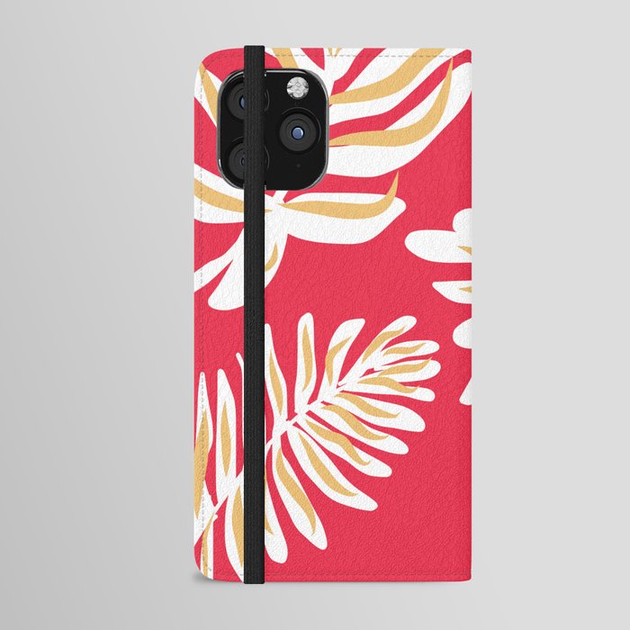 feather ferns on red iPhone Wallet Case