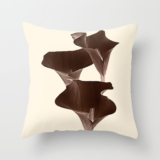 Brown Calla Lilly. Throw Pillow