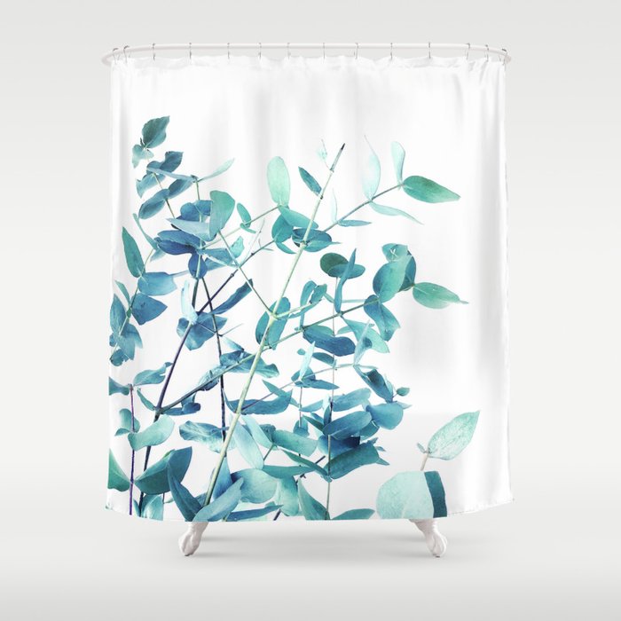 Mint and Blue Eucalyptus branches Shower Curtain by Dominique Vari ...