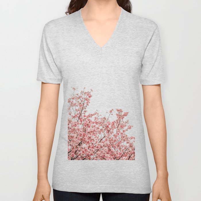 Cherry Blossoms (Color) V Neck T Shirt