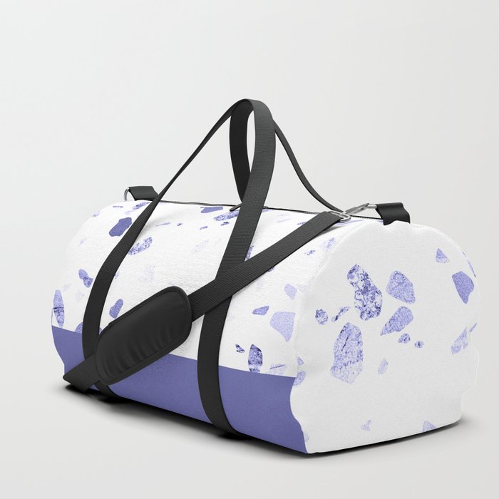 Very Peri 2022 Color Of The Year Violet Blue Periwinkle Terrazzo Marble Duffle Bag