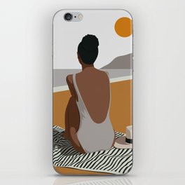 Black woman on the beach iPhone Skin