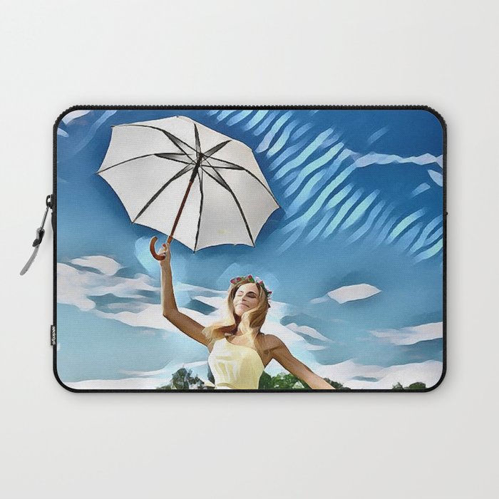 Happy Girl With an Umbrella Laptop Sleeve