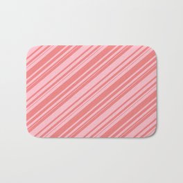 [ Thumbnail: Light Coral & Pink Colored Lines Pattern Bath Mat ]