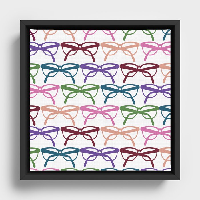 Optometrist Eye Glasses Pattern Print Framed Canvas