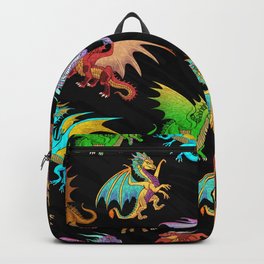 Colorful Rainbow Dragons School Backpack