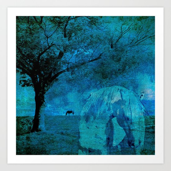 DREAM HORSE BLUE Art Print