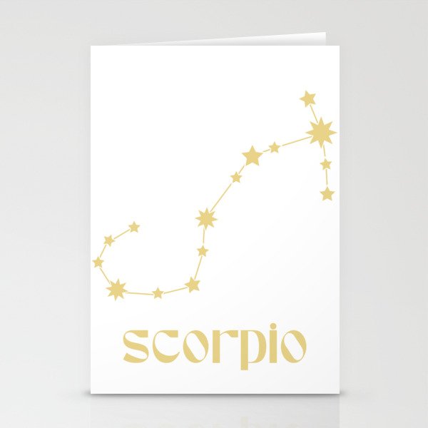 Scorpio Sign Star Constellation Art, Retro Groovy Gold Font, Wall Decor Stationery Cards