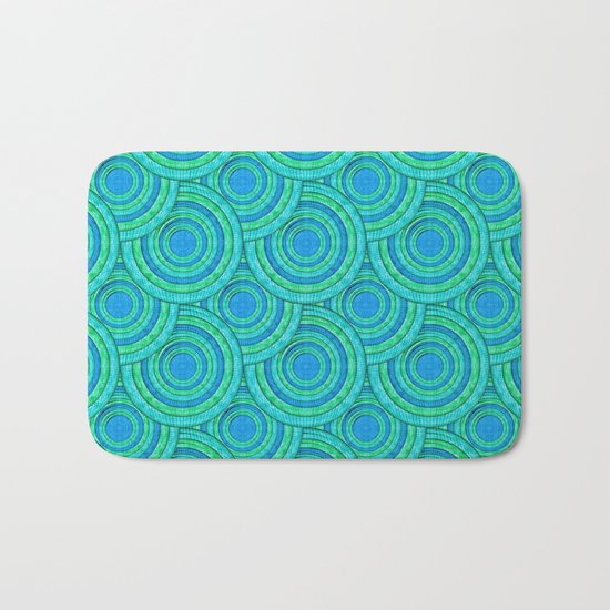 Teal Parasols Pattern Bath Mat