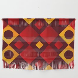 Red, Brown & Yellow Color Square Design Wall Hanging