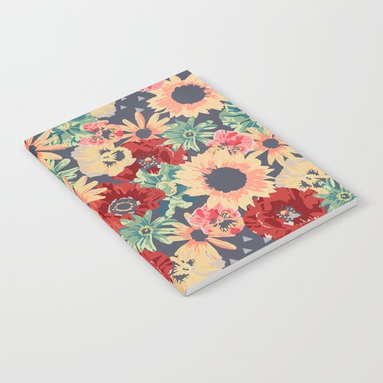 SEPIA FLOWERS -poppies, pansies & sunflowers- Notebook