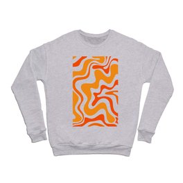Retro Liquid Swirl Abstract Pattern in 70s Orange and Beige Crewneck Sweatshirt