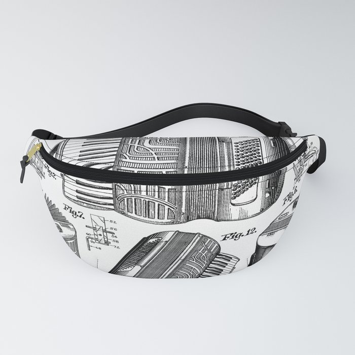 Accordion Player Accordionist Instrument Vintage Patent Fanny Pack