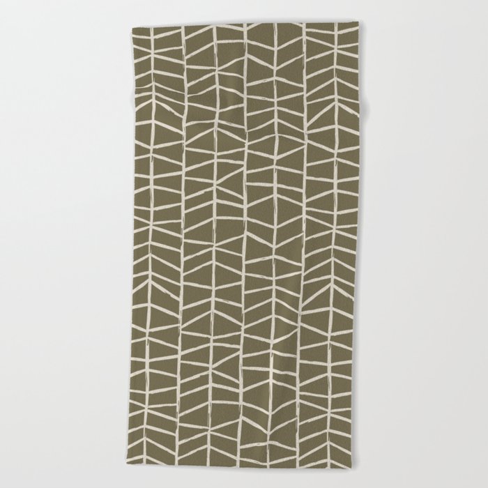 Abstract Fence Martini Olive Artic Wolf Beach Towel
