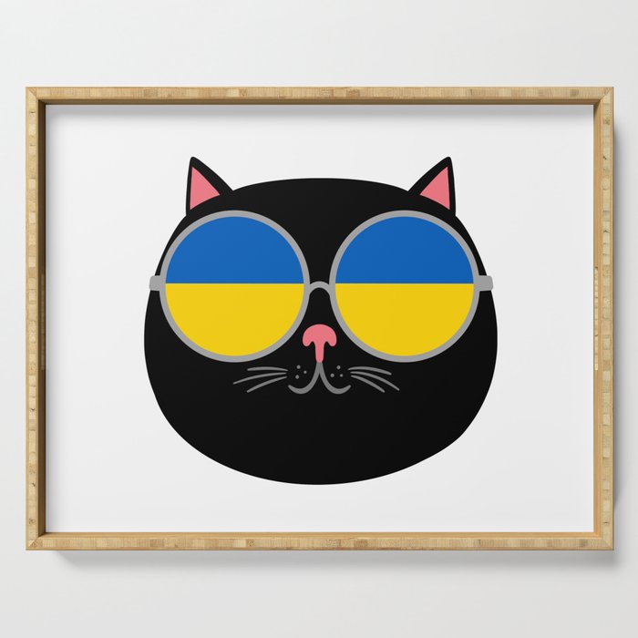 Proud Ukrainian Cat Ukraine Flag Serving Tray