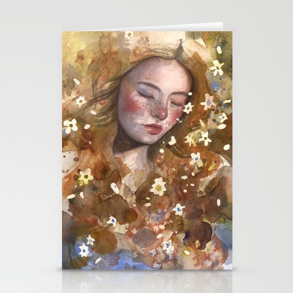 Autumn portrait, watercolor  Stationery Cards