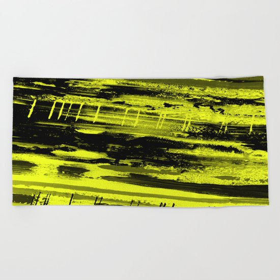 Study In Yellow - Abstract, yellow painting Beach Towel