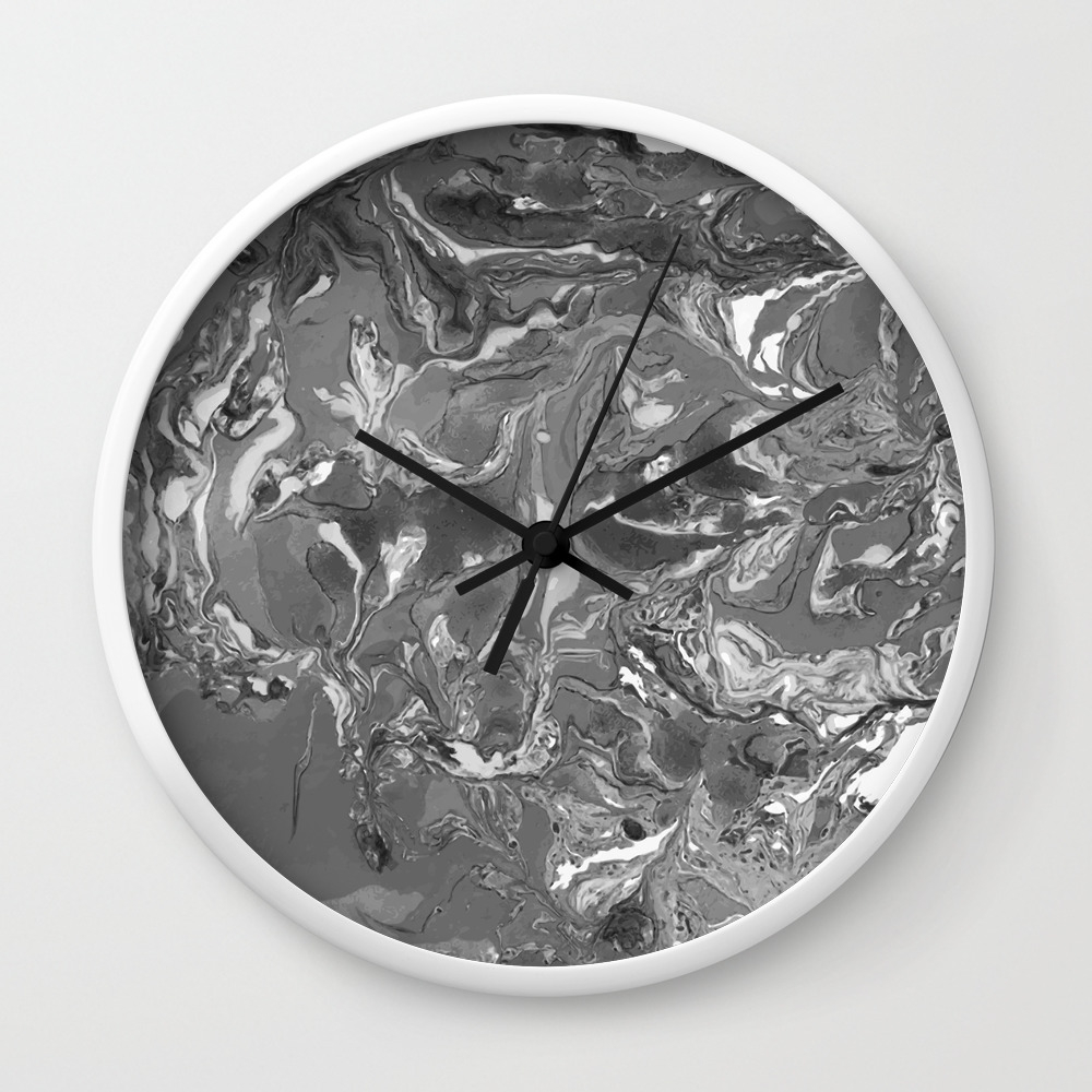 Gray Marble Stone Texture Acrylic Paint Art Wall Clock By Maria So