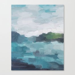 Island in the Distance I - Aqua Blue Green Abstract Art Painting Canvas Print