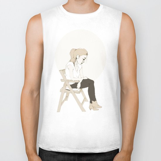 girl sitting Biker Tank