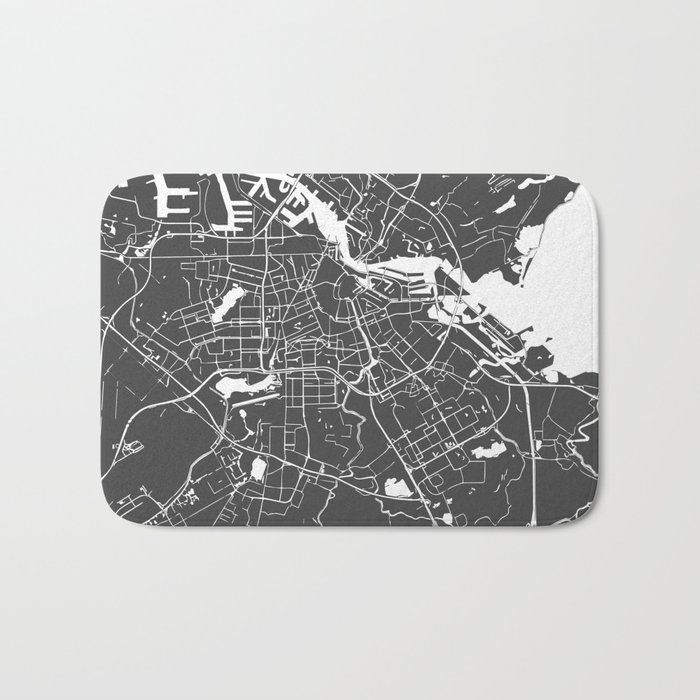Amsterdam Gray on White Street Map Bath Mat