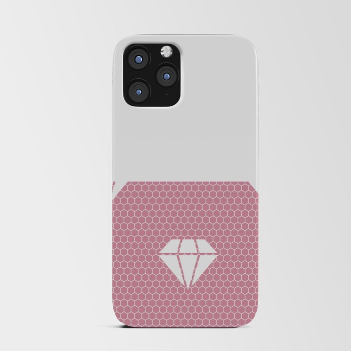 White Diamond Lace Horizontal Split on Blush Pink iPhone Card Case
